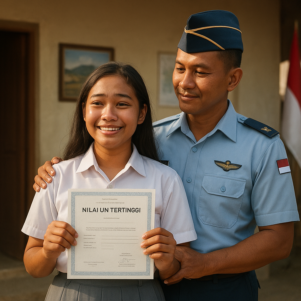 Anak Bungsu Prajurit TNI AU Raih Nilai UN Tertinggi, Dedikasi Ayah di Perbatasan Terbayar