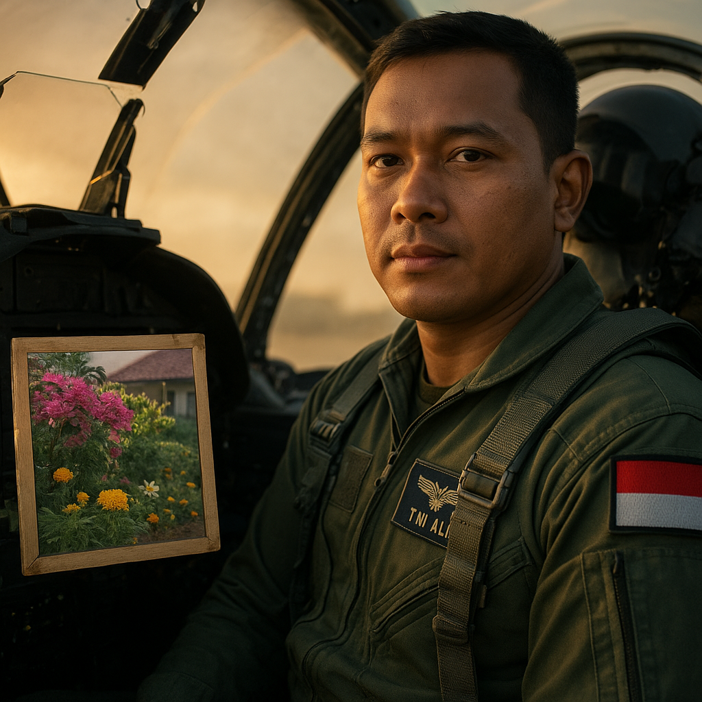 Bunga dari Kebun Istri: Kisah Prajurit TNI AU yang Selalu Bawa Foto Keluarga di Kokpit