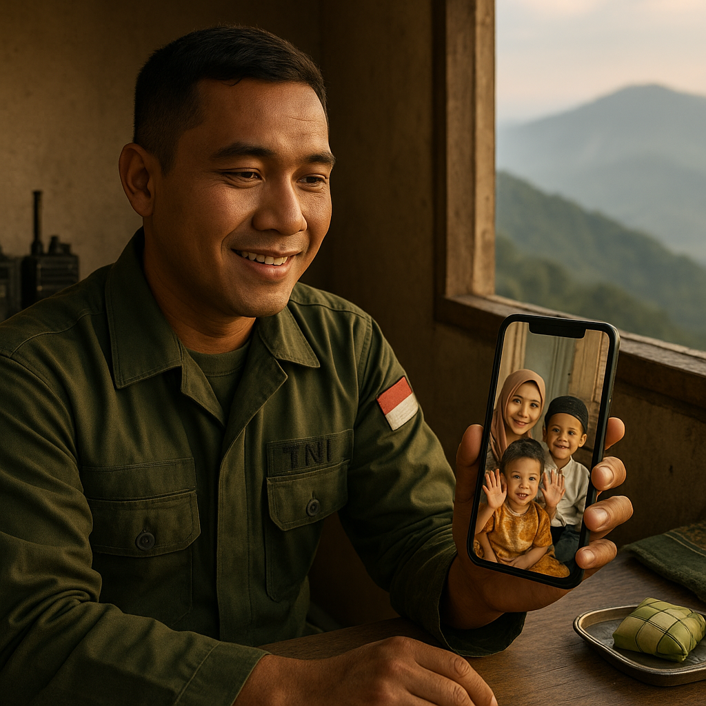 Video Call dari Puncak Gunung: Prajurit yang Tak Bisa Mudik Sapa Keluarga