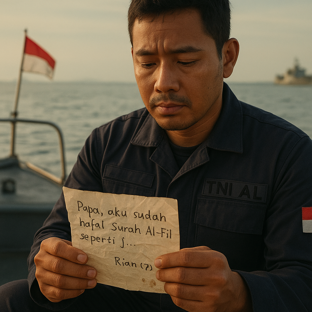 Surat Anak TNI AL Buat Ayah di Natuna: ‘Papa, Aku Sudah Hafal Surah Pendek seperti Janjimu’