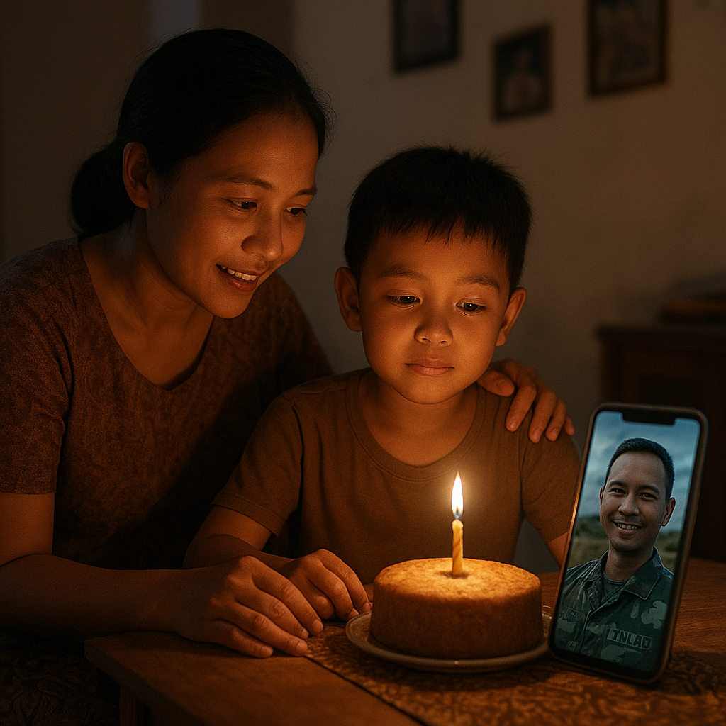 Anak Prajurit TNI AU Rayakan Ulang Tahun dengan Video Call dari Lokasi Tugas Terpencil