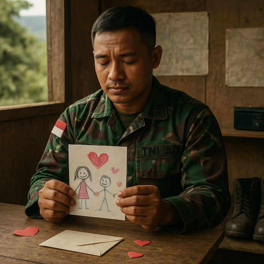 Kado Valentine Buatan Anak untuk Prajurit TNI AD yang Bertugas di Perbatasan