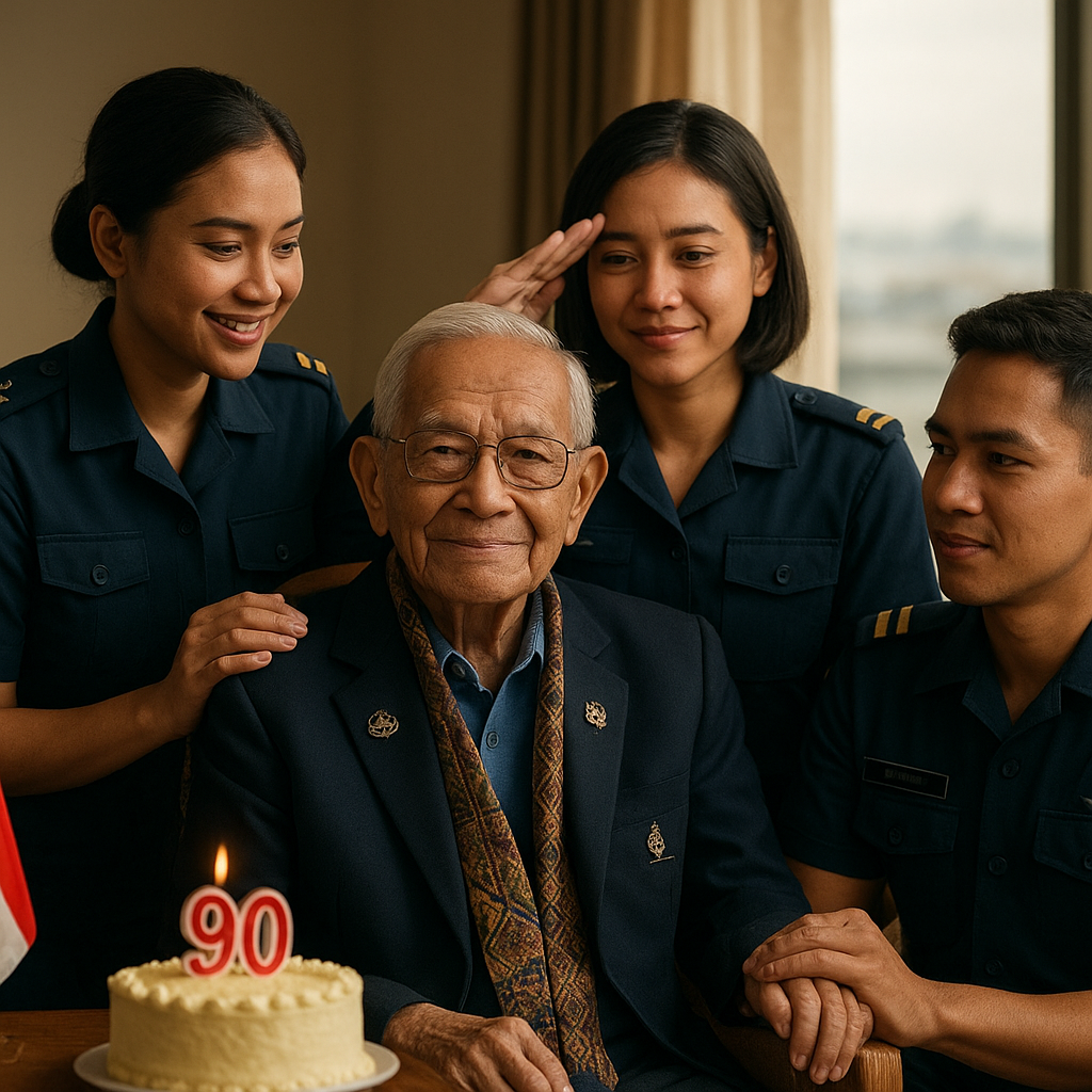Kakek Veteran TNI AL Rayakan Ultah ke-90 Diapit Cucu Prajurit, Warisan Semangat Pengabdian Tiga Generasi