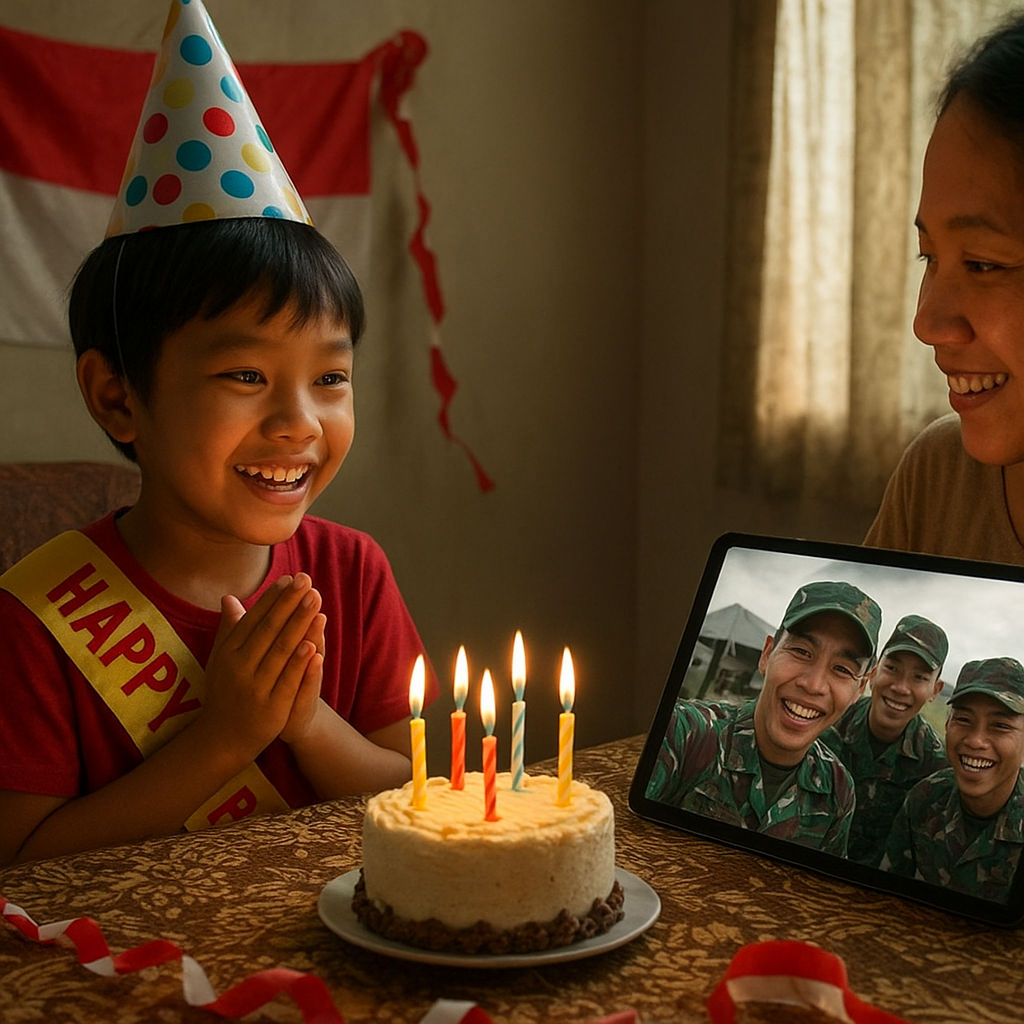 Video Call Jadi Penghubung: Anak Prajurit di Perbatasan Rayakan Ulang Tahun Bersama Ayah dari Jauh