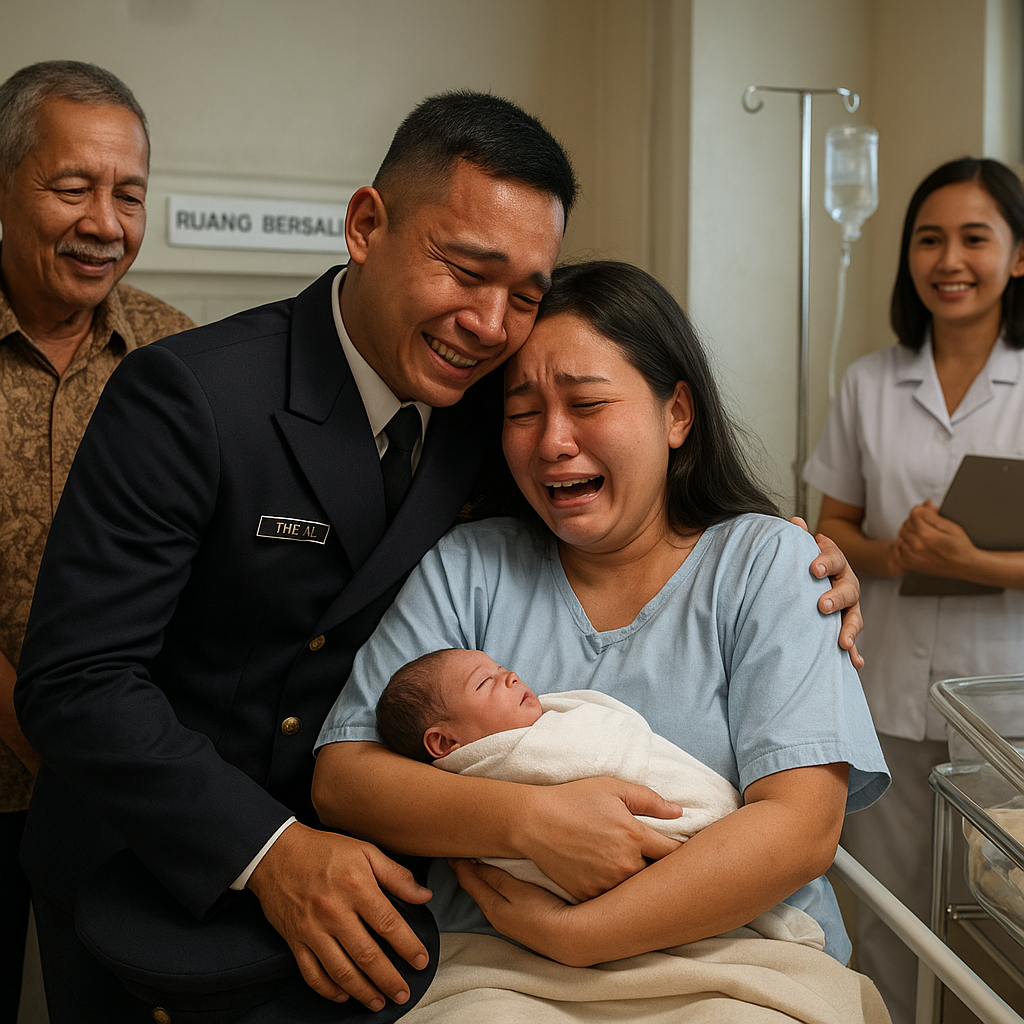 Kejutan Pulang Kampung, Prajurit TNI AL Sambut Kelahiran Anak Pertama