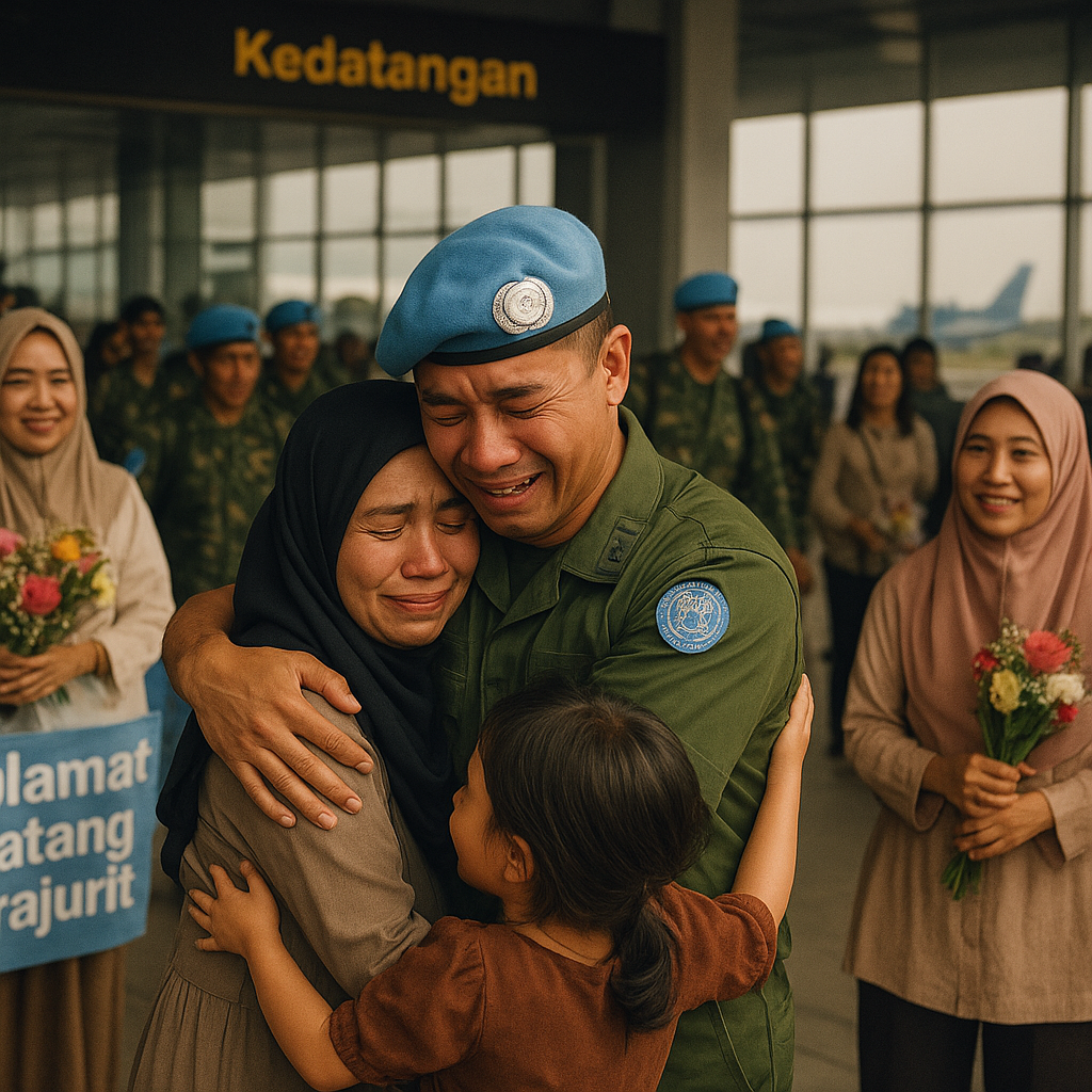 Harian: Pelukan hangat sambut 147 prajurit TNI yang kembali dari misi perdamaian PBB di Lebanon
