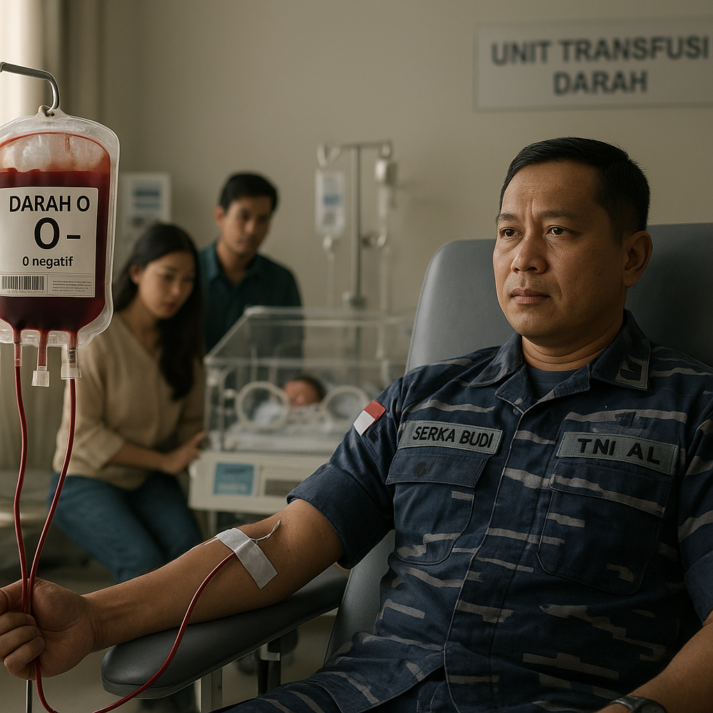 Prajurit TNI AL Jadi Donor Darah Langka Selamatkan Bayi yang Sakit