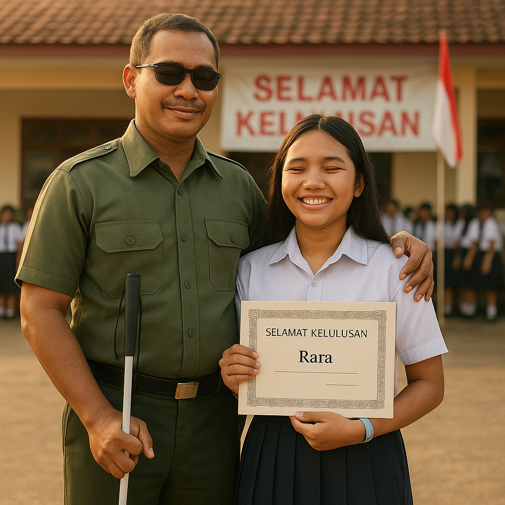 Anak Prajurit Tunanetra Raih Nilai UN Tertinggi, Berkat Disiplin yang Diturunkan Ayah