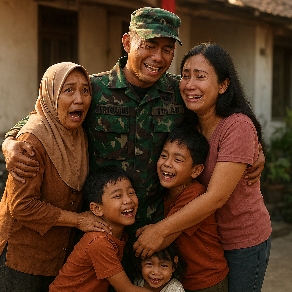 Reuni Haru: Prajurit TNI AD Kejutkan Keluarga dengan Pulang Lebih Awal dari Penugasan Perbatasan
