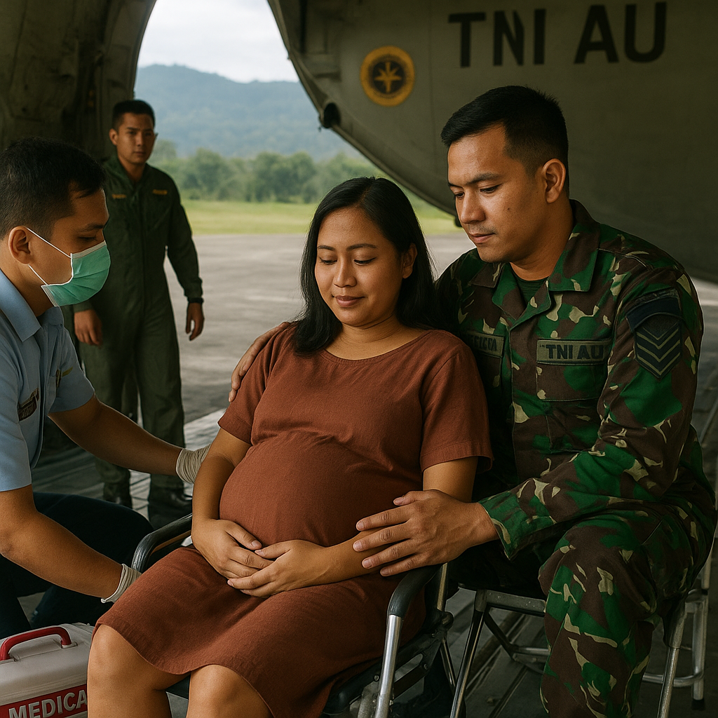 Prajurit TNI AU Antar Istri Melahirkan dari Papua ke Jawa Naik Pesawat Kargo