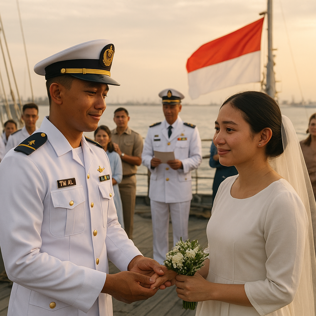Upacara Pernikahan Sederhana di Kapal TNI AL, Kisah Cinta Prajurit dan Pasangannya