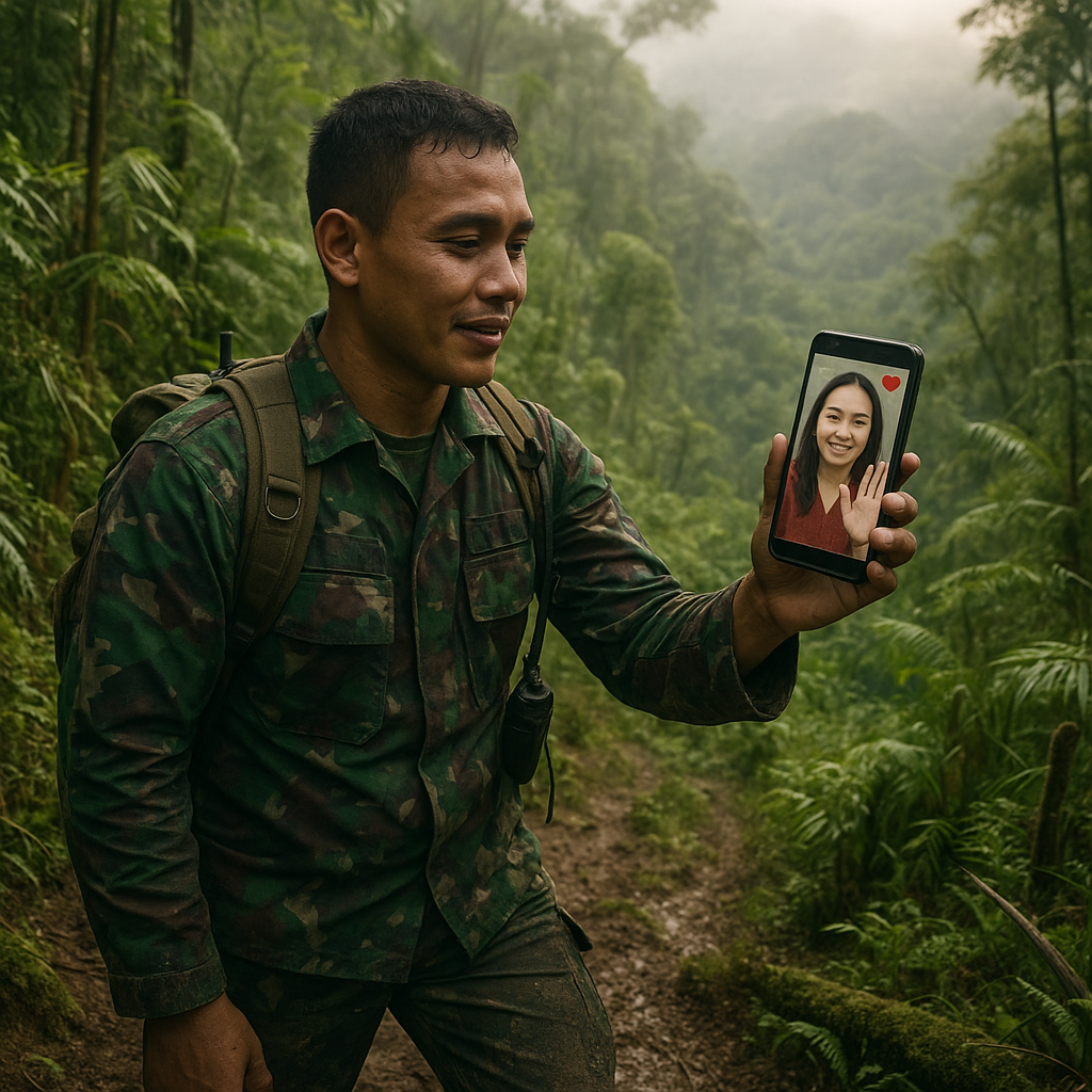 Valentine di Tengah Hutan: Prajurit TNI AD Kejutkan Istri dengan Video Call dari Pos Tersembunyi Papua