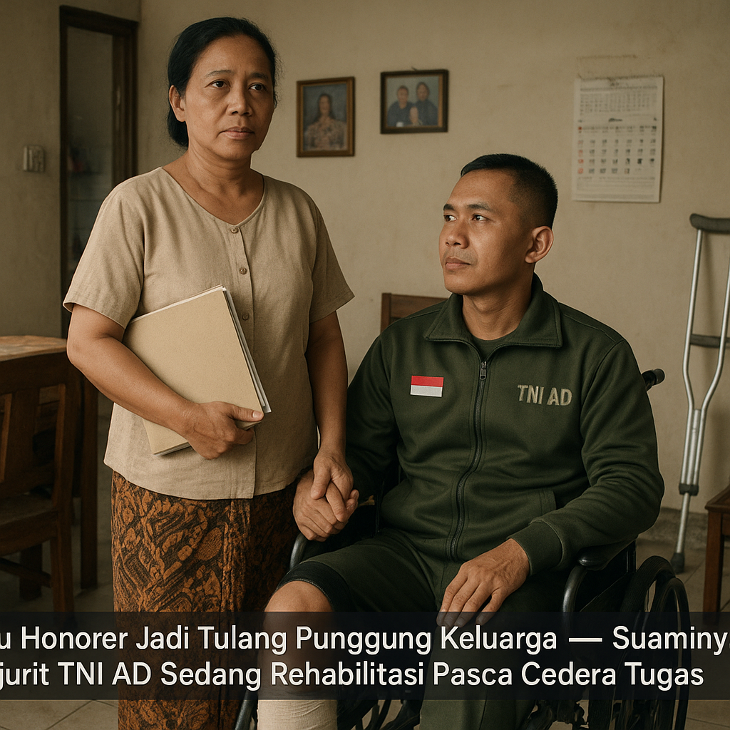 Guru Honorer Jadi Tulang Punggung Keluarga, Suaminya Prajurit TNI AD Sedang Rehabilitasi Pasca Cedera Tugas
