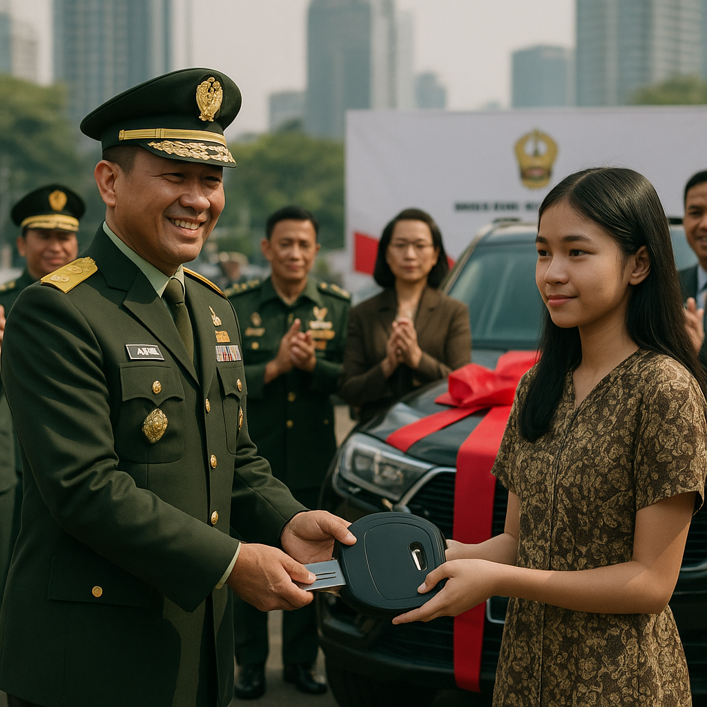 Kasad Jenderal Maruli Beri Kado Spesial Mobil buat Anak Yatim Prajurit yang Lulus Akpol