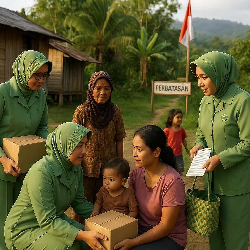 Ibu-ibu Persit KCK Bagikan Parcel dan Bimbingan untuk Keluarga Prajurit Muda di Perbatasan