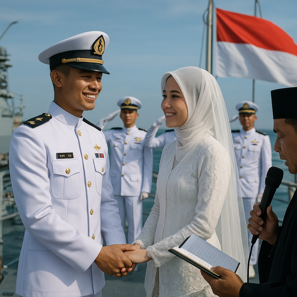 Upacara Pernikahan Sederhana di Kapal Perang, Prajurit TNI AL Nikah Saat Sedang Berlayar