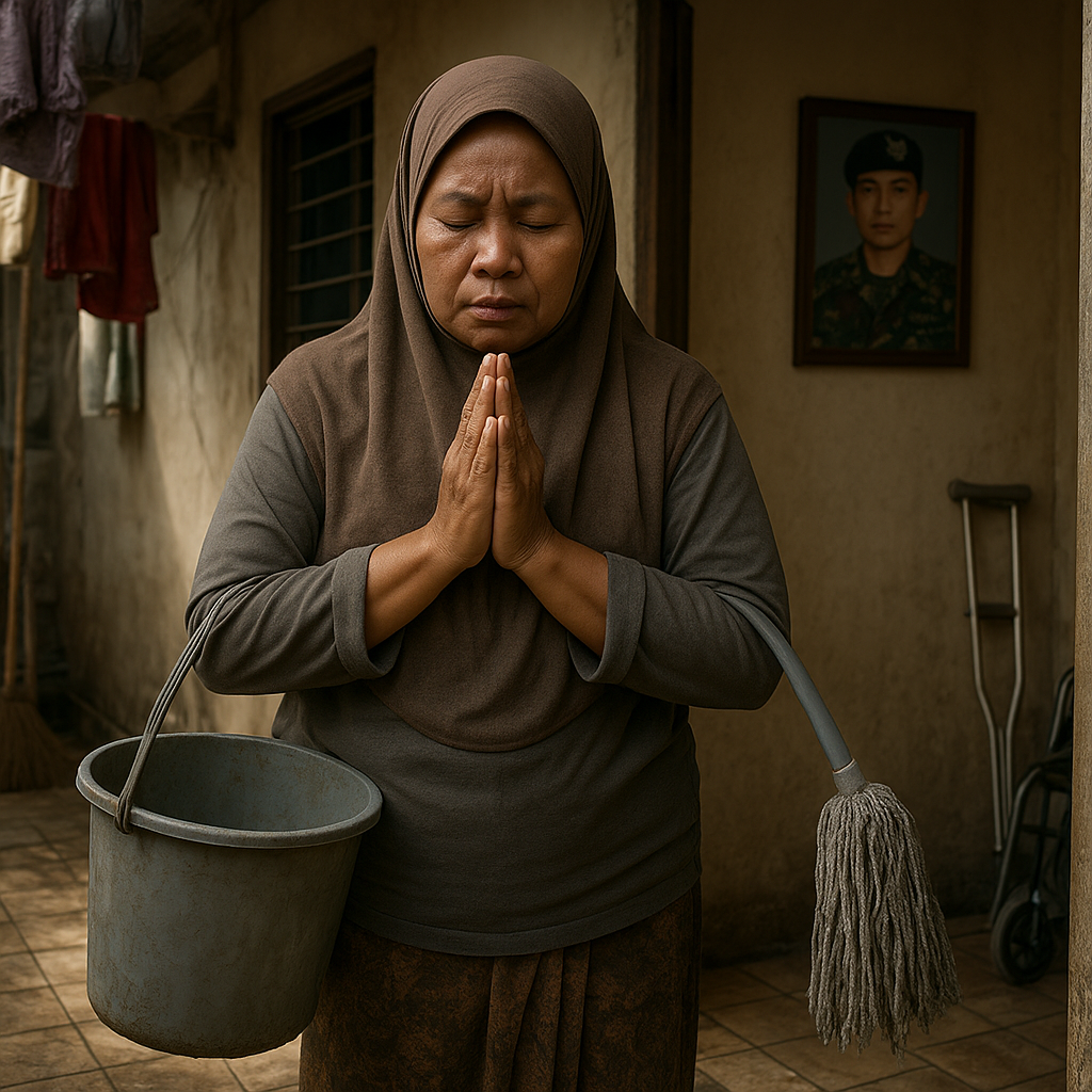 Sang Ibu Angkat Ember Pel: Perjuangan Orang Tua Tunggal Prajurit TNI AD yang Cedera Saat Dinas