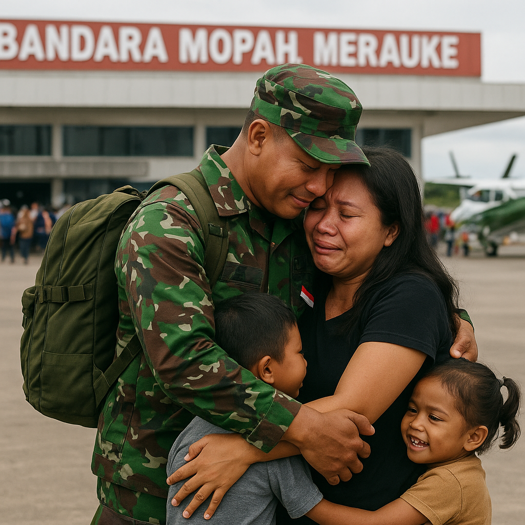 Setahun Menanti, Istri Prajurit di Papua Terharu Suami Pulang dari Operasi