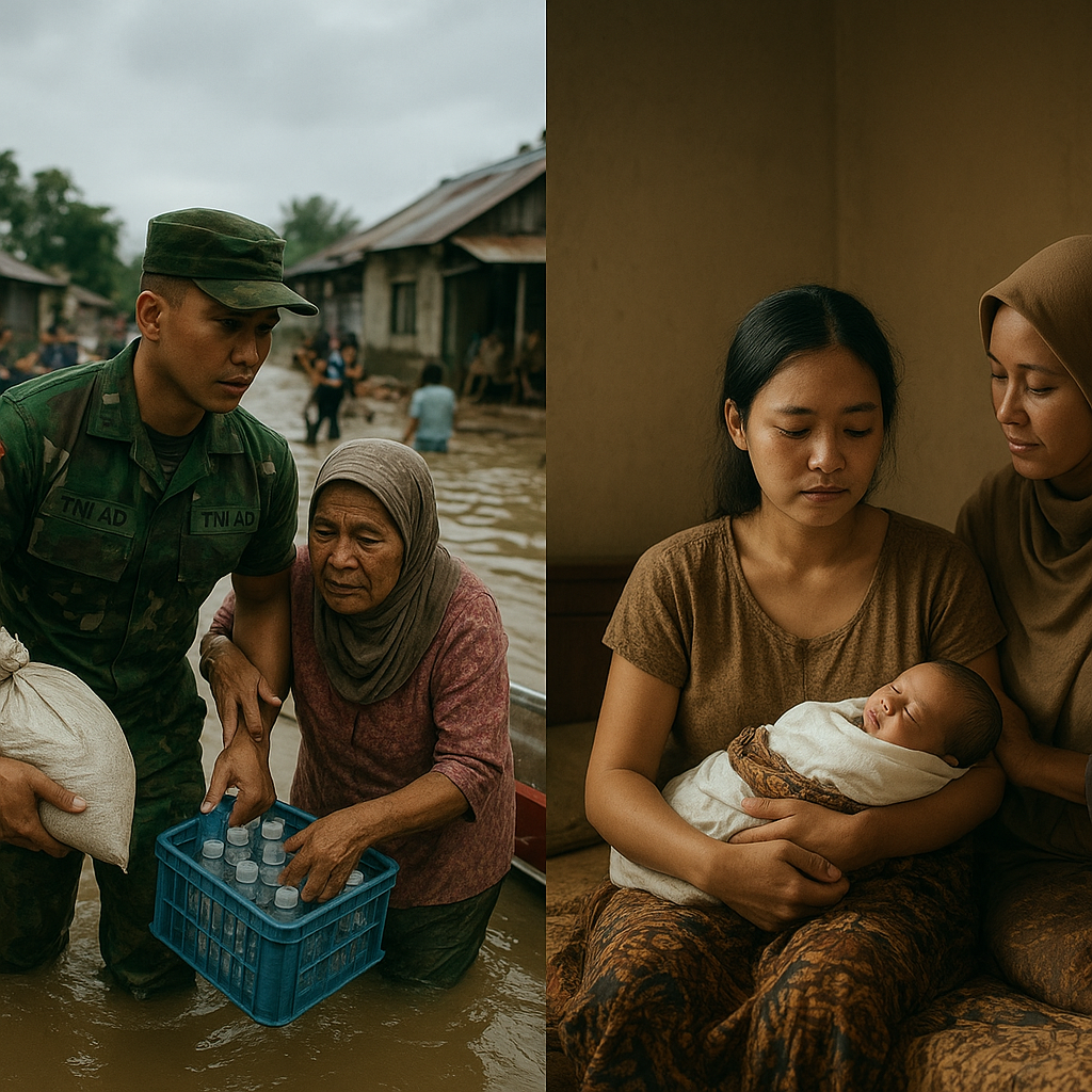 Prajurit TNI AD Relakan Momen Kelahiran Anak demi Bantu Korban Banjir di Sumatera Barat