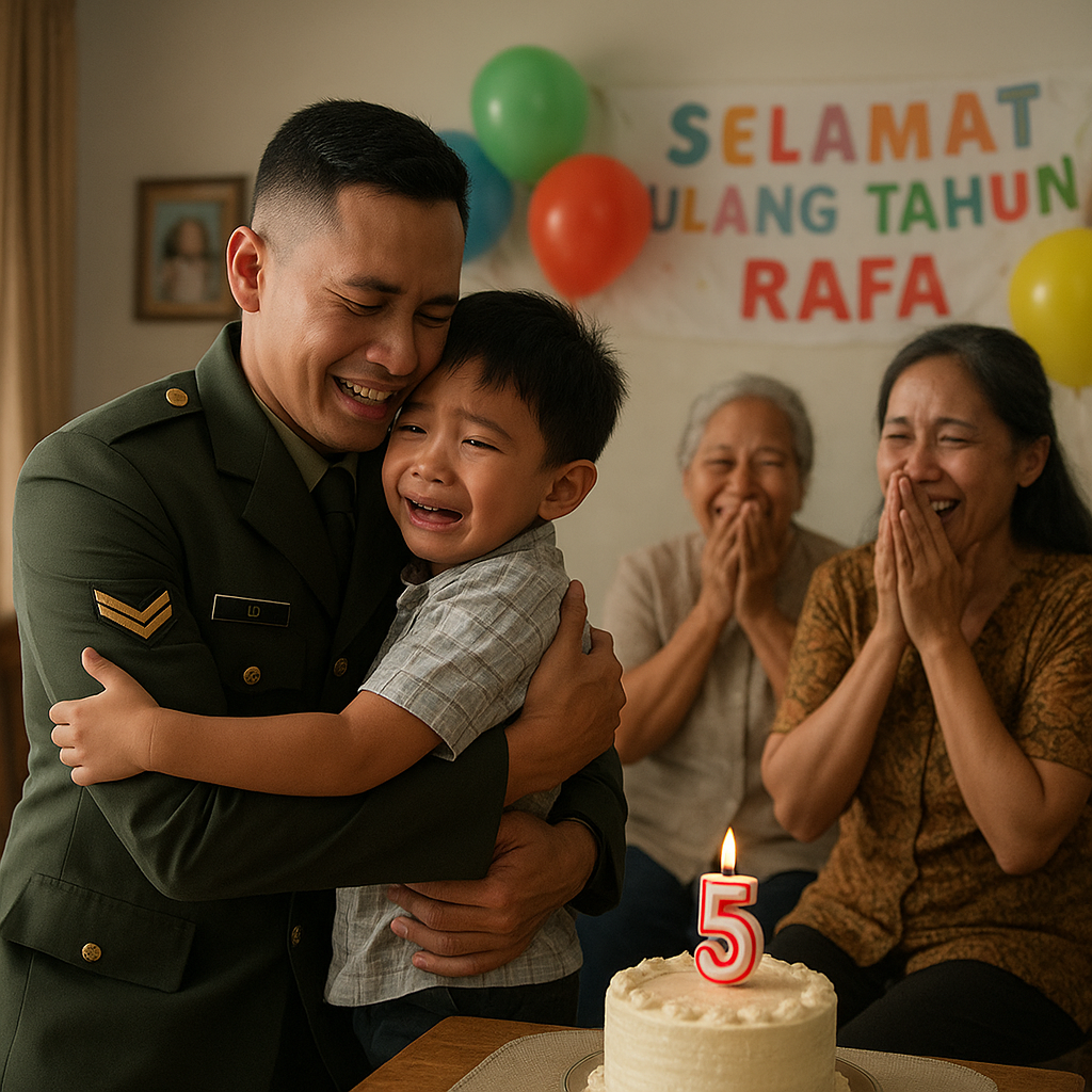 Kepulangan Mengejutkan Letda Infanteri di Hari Ulang Tahun Anaknya