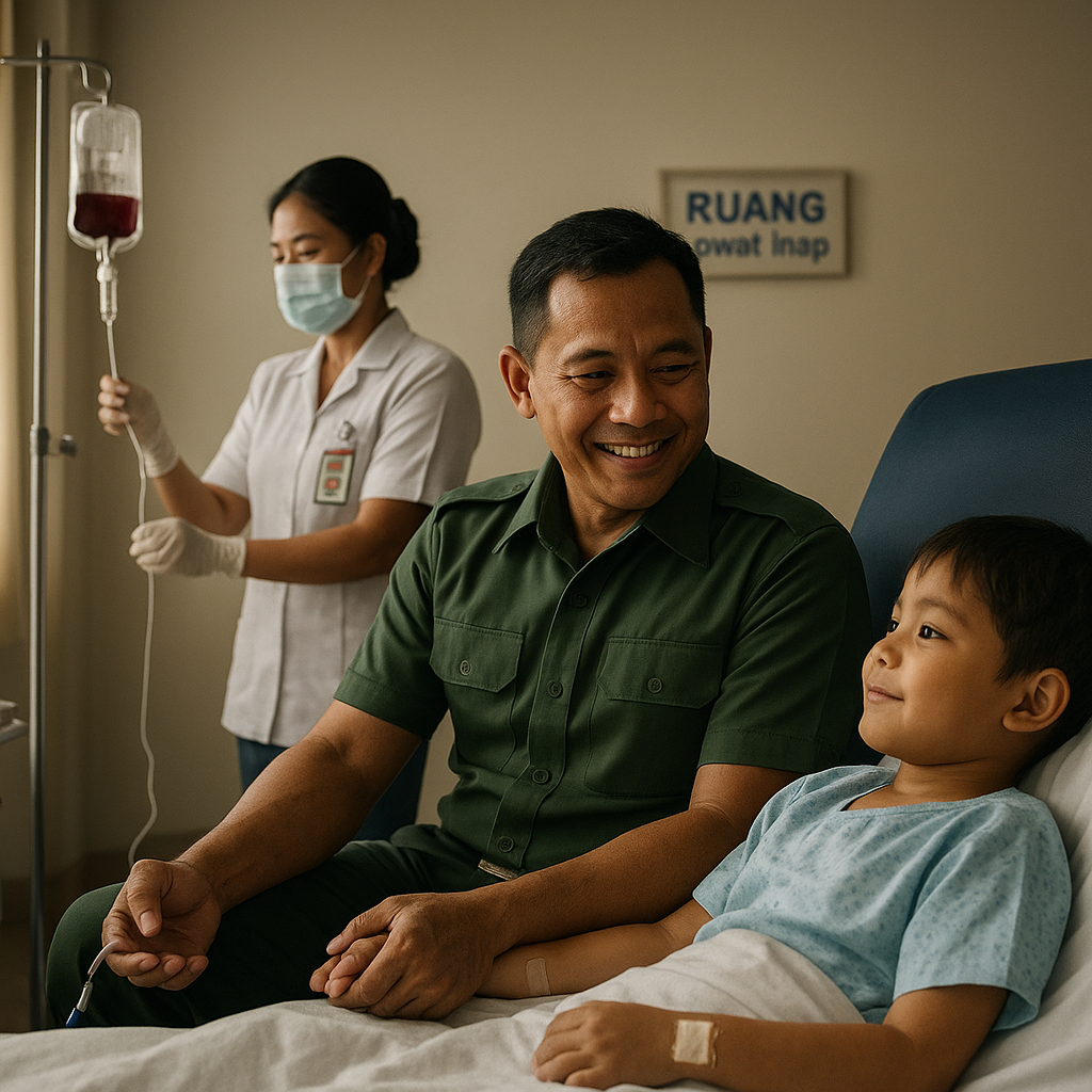 Prajurit TNI yang Menjadi Donor Darah Rutin untuk Anaknya yang Sakit