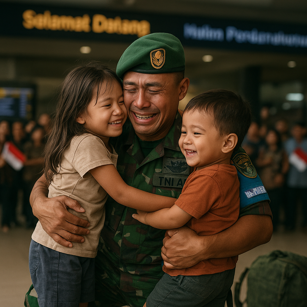 Pulang dari Misi PBB, Prajurit TNI AD Kembali Melukis Dua Anaknya yang Sudah Setahun Dirindu