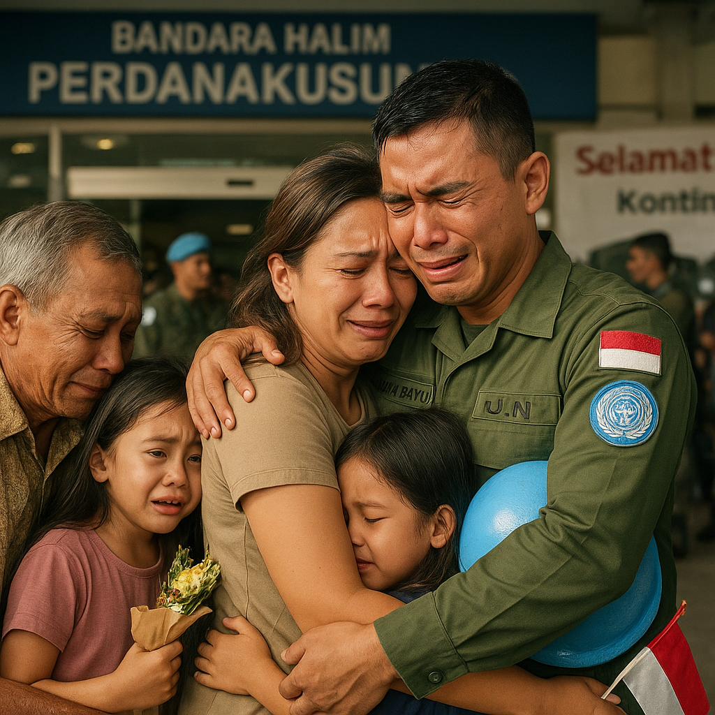 Pulang Setelah 8 Bulan Tugas Perdamaian di Kongo, Prajurit TNI Dijemput dengan Pelukan dan Air Mata Keluarga
