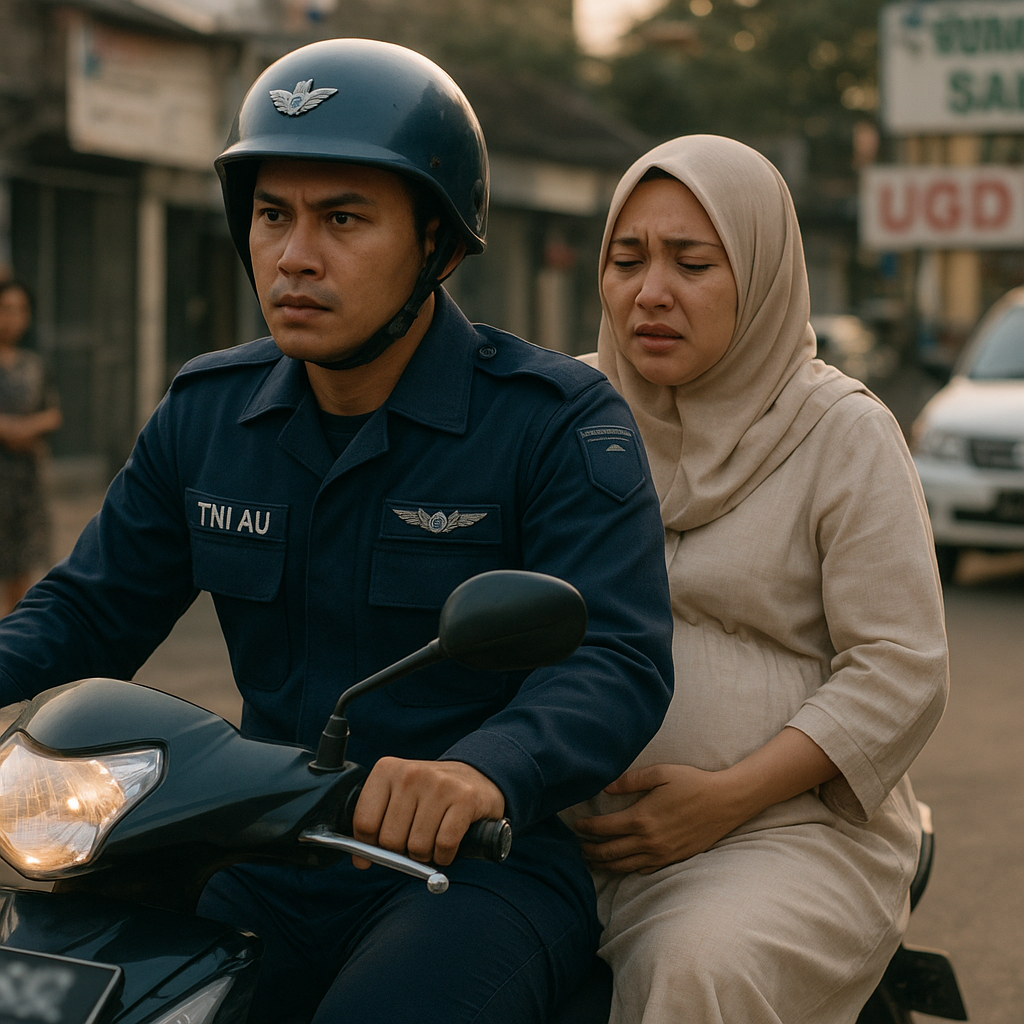 Prajurit TNI AU Antar Istri Melahirkan Naik Motor, Bukti Cinta di Tengah Keterbatasan