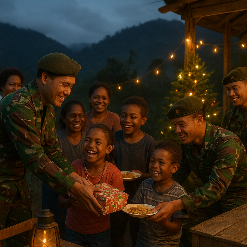 Natal di Perbatasan: Prajurit TNI Berbagi Kebahagiaan dengan Anak-anak Papua