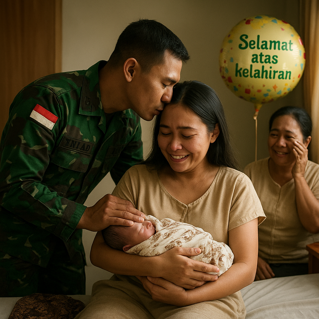 Kejutan Pulang Kampung, Prajurit TNI AD Sambut Kelahiran Anak Pertama Setelah 8 Bulan Bertugas di Perbatasan