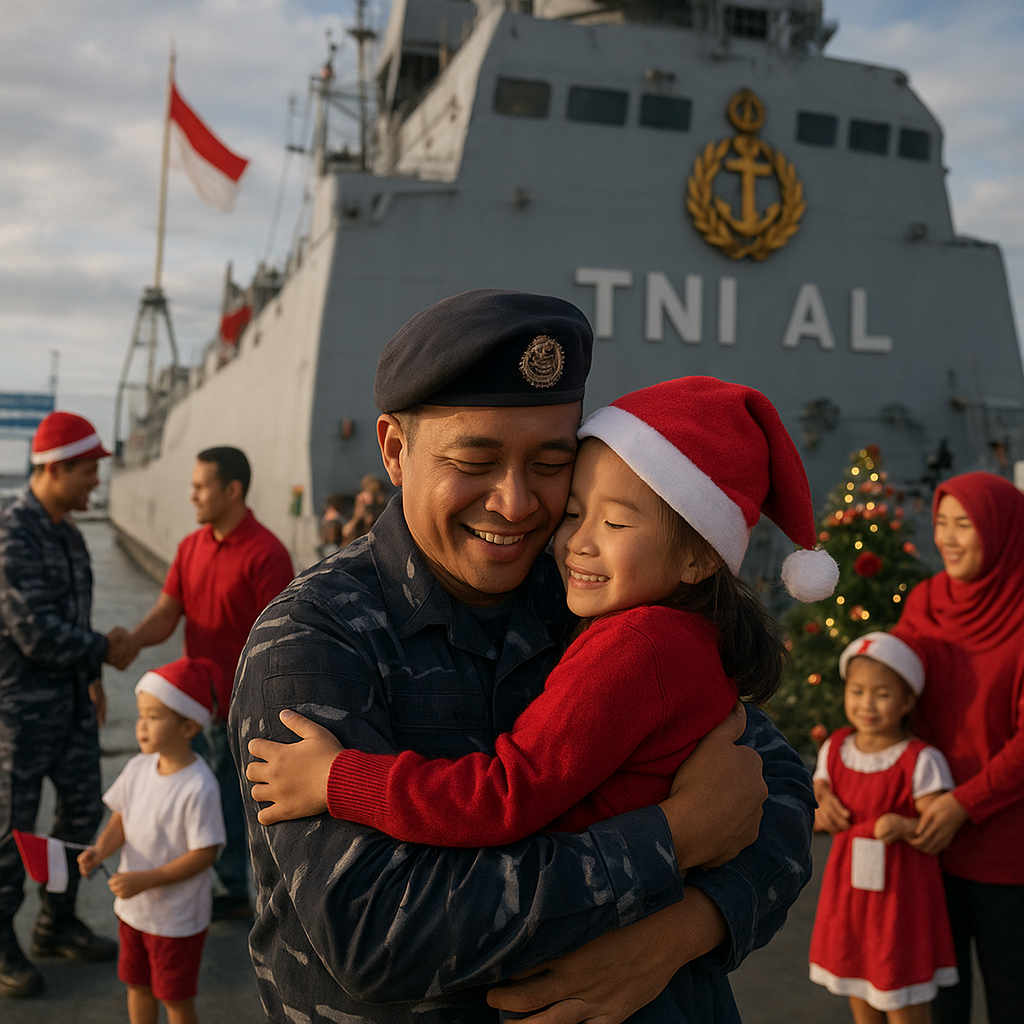 Natal Bersama di Kapal Perang, Keluarga Prajurit TNI AL Dijemput untuk Rayakan Hari Raya di Atas Laut