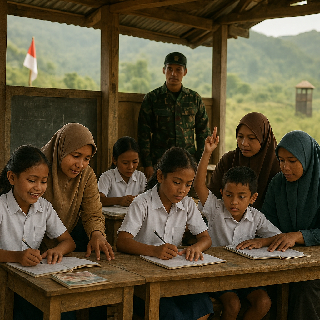 Tetap Semangat Sekolah di Daerah Terpencil, Anak-anak Prajurit TNI AD di Perbatasan