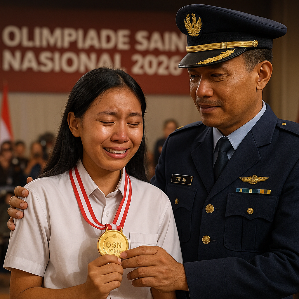 Anak Prajurit TNI AU Sabet Medali Emas Olimpiade Sains Nasional, Terharu Ayahnya Hadir Langsung