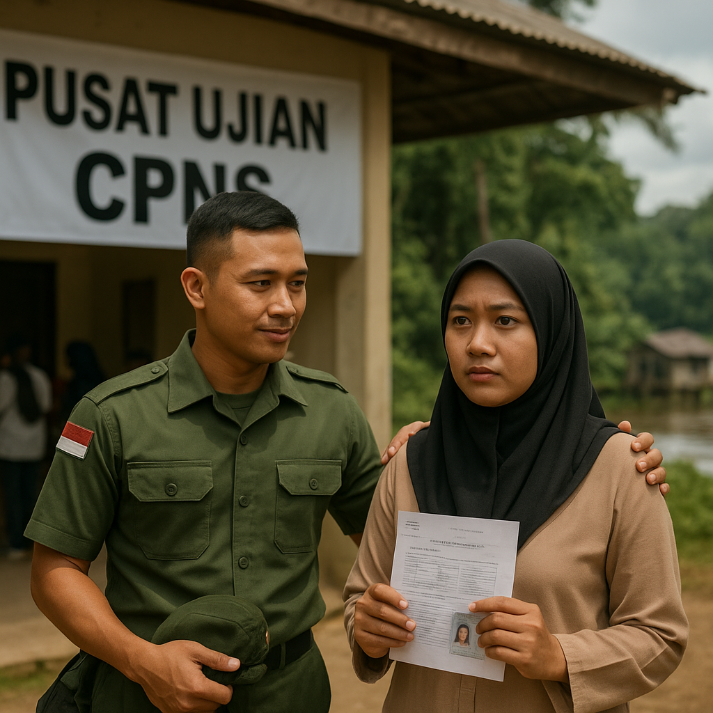 Prajurit TNI AD Rela Cuti Demi Dukung Istri Ikut Ujian CPNS, Begini Kisahnya