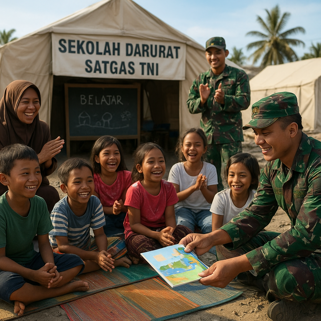 Senyum Anak-Anak Korban Gempa Aceh Saat Satgas TNI Hadirkan Sekolah Darurat dan Trauma Healing