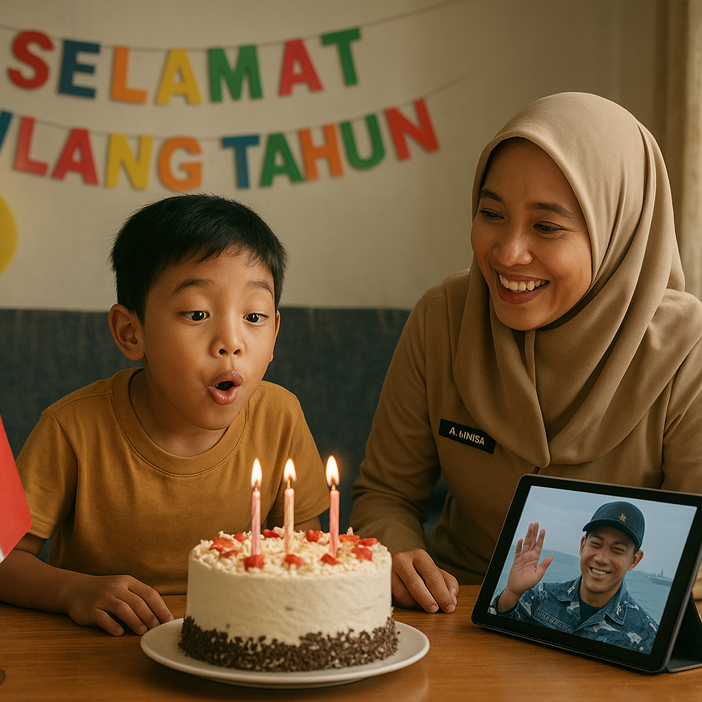 Kejutan Ulang Tahun Virtual untuk Anak dari Ayah Prajurit TNI AL yang Tugas di KRI