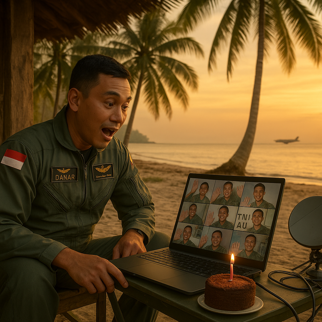 Kejutan Ulang Tahun Virtual untuk Prajurit TNI AU yang Bertugas di Pulau Terpencil