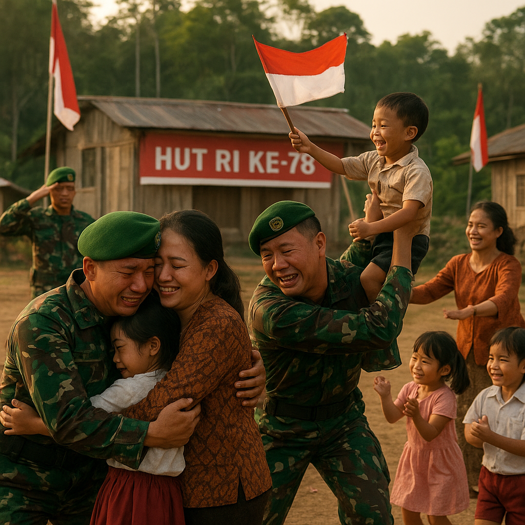 Upacara HUT RI di Perbatasan, Keluarga Prajurit Sambut dengan Tarian dan Air Mata