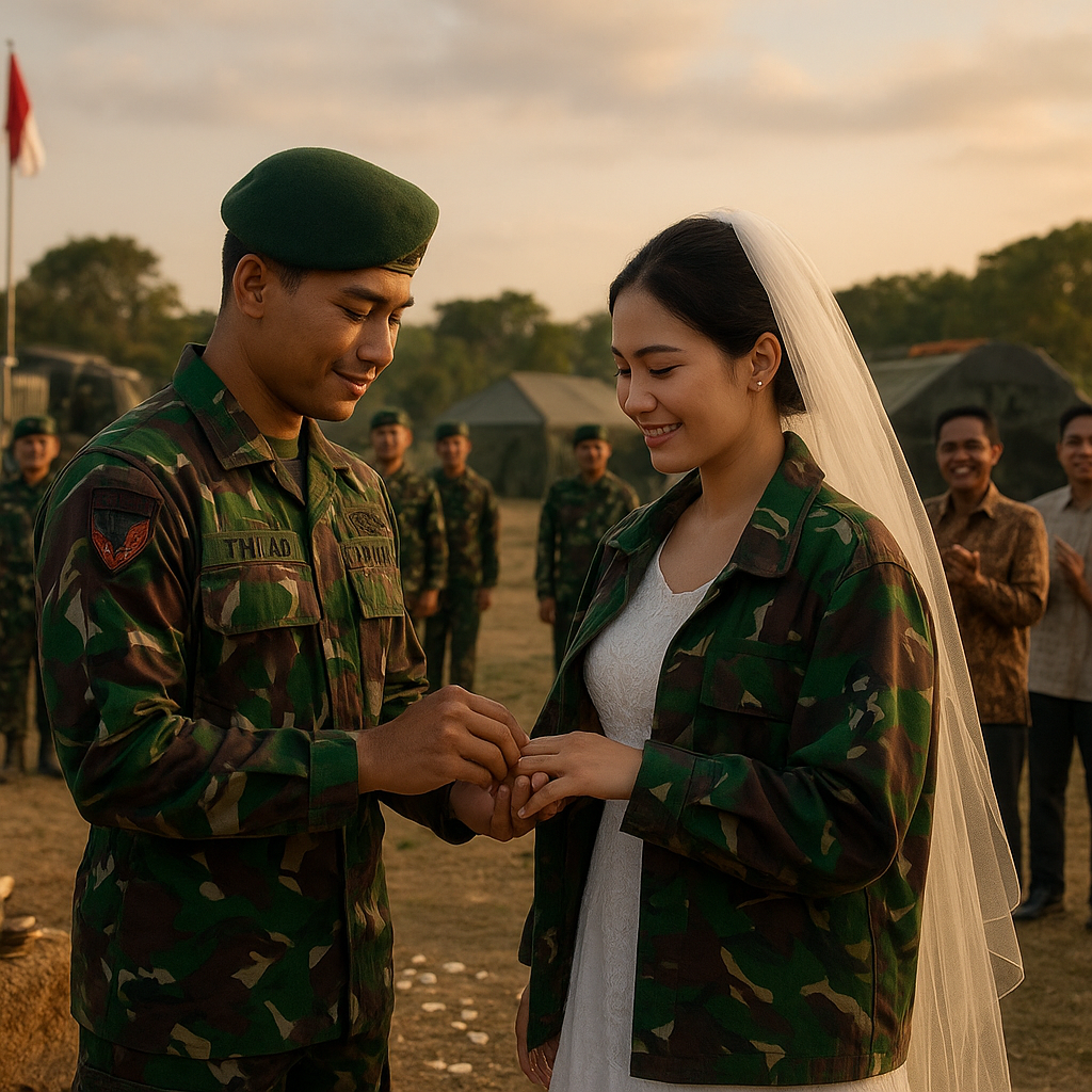 Pasangan Prajurit TNI AD Menikah di Medan Latihan, Dihadapi Rekan Sejawat dan Keluarga