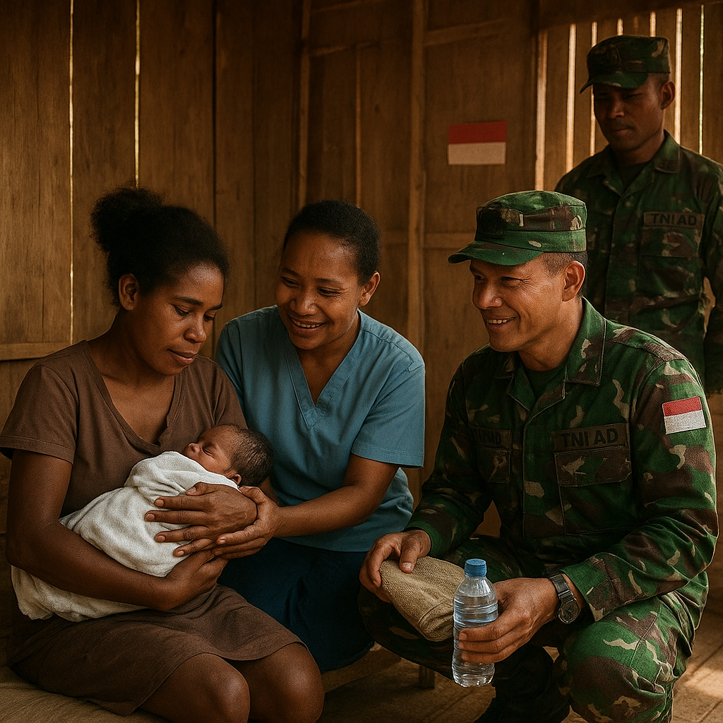 Istri Prajurit TNI AD di Papua Melahirkan Sendiri Saat Suami Bertugas, Dukungan Datang dari Komandan