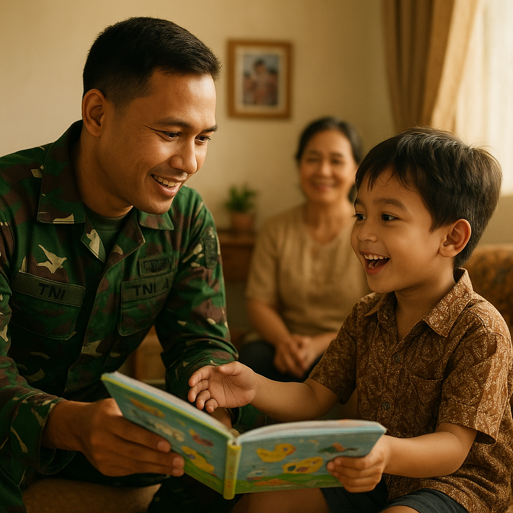 Pulang dari Medan Latihan: Kejutan dari Papa untuk Anaknya yang Baru Belajar Membaca