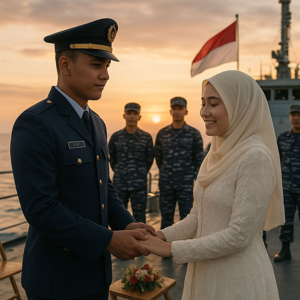 Pernikahan Sederhana Prajurit TNI AL di Atas KRI, Istri Rela Tinggal di Kapal