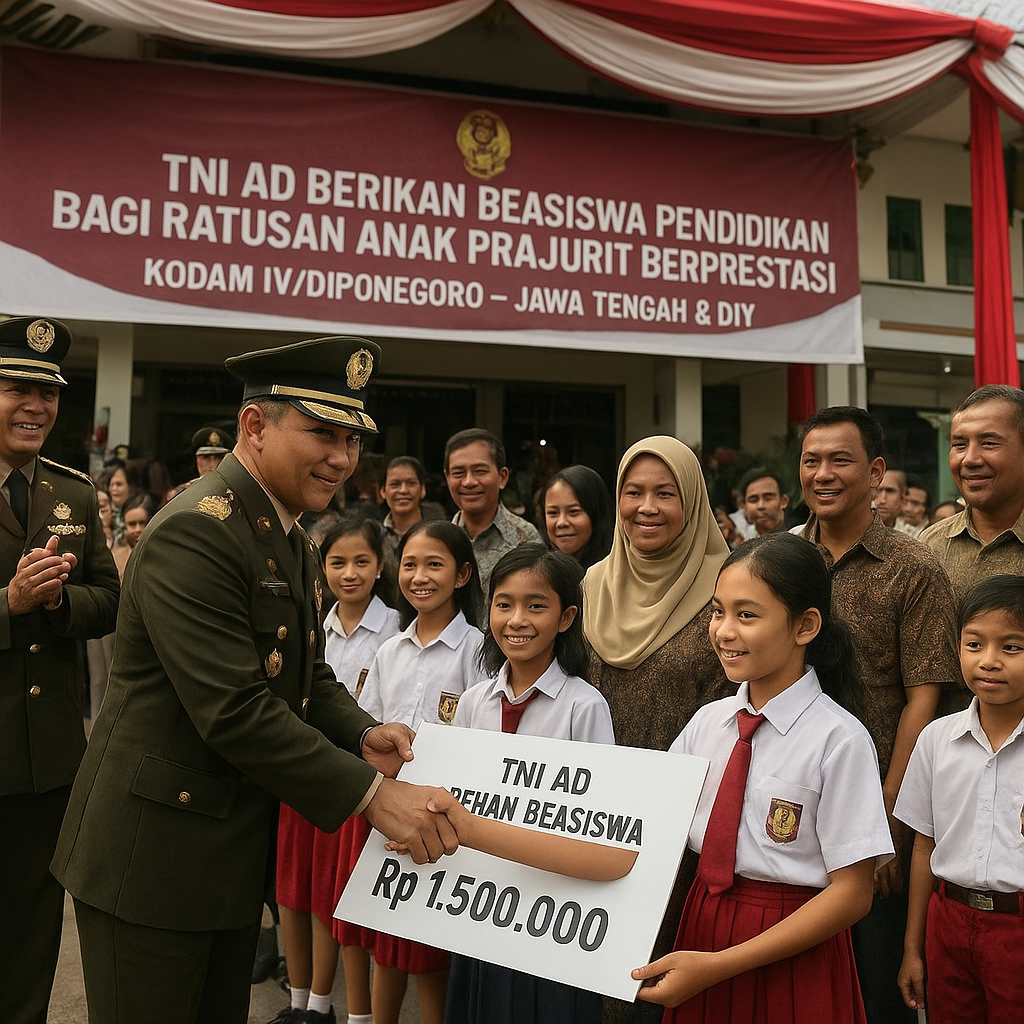 TNI AD Beri Beasiswa Pendidikan bagi Ratusan Anak Prajurit Berprestasi, Bantu Meringankan Beban Keluarga