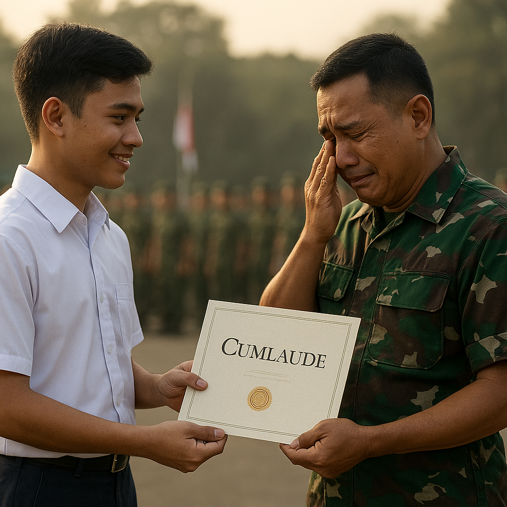 Kejutan di Hari Pendidikan: Anak Prajurit Pamer Sertifikat Cumlaude, Ayahnya Tak Kuasa Berkaca-kaca