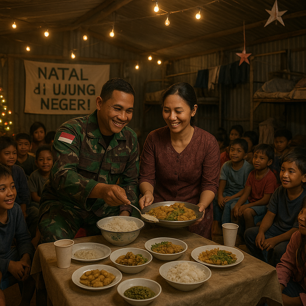 Natal di Ujung Negeri: Sersan Dua dan Istri Gelar Makan Bersama untuk Anak-Anak Korban Konflik