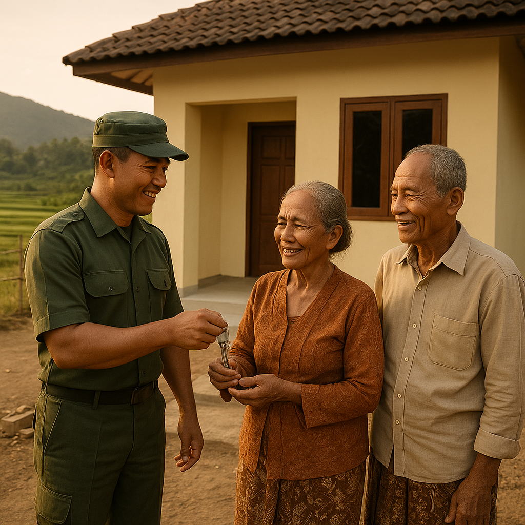 Dari Tabungan Gaji, Prajurit TNI AD Bangun Rumah untuk Orang Tua di Desa Terpencil
