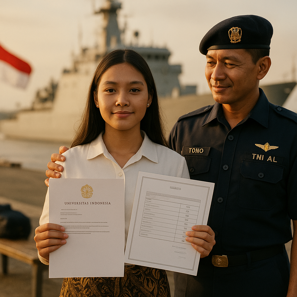 Anak Prajurit TNI AL dengan Prestasi Akademik Tinggi Berkat Dukungan Orang Tua dari Laut