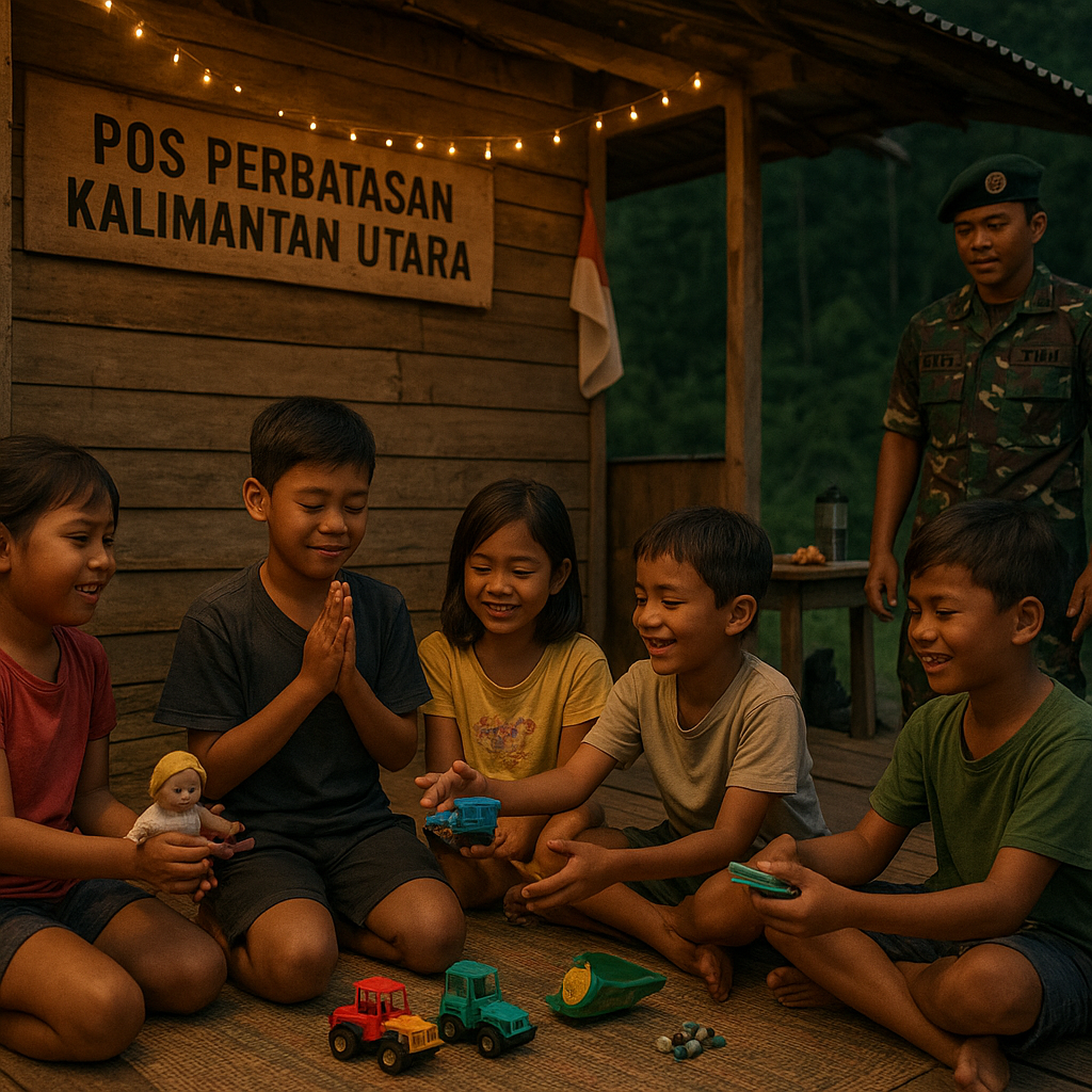 Anak-anak Prajurit TNI di Perbatasan Rayakan Tahun Baru dengan Barter Mainan dan Doa Bersama