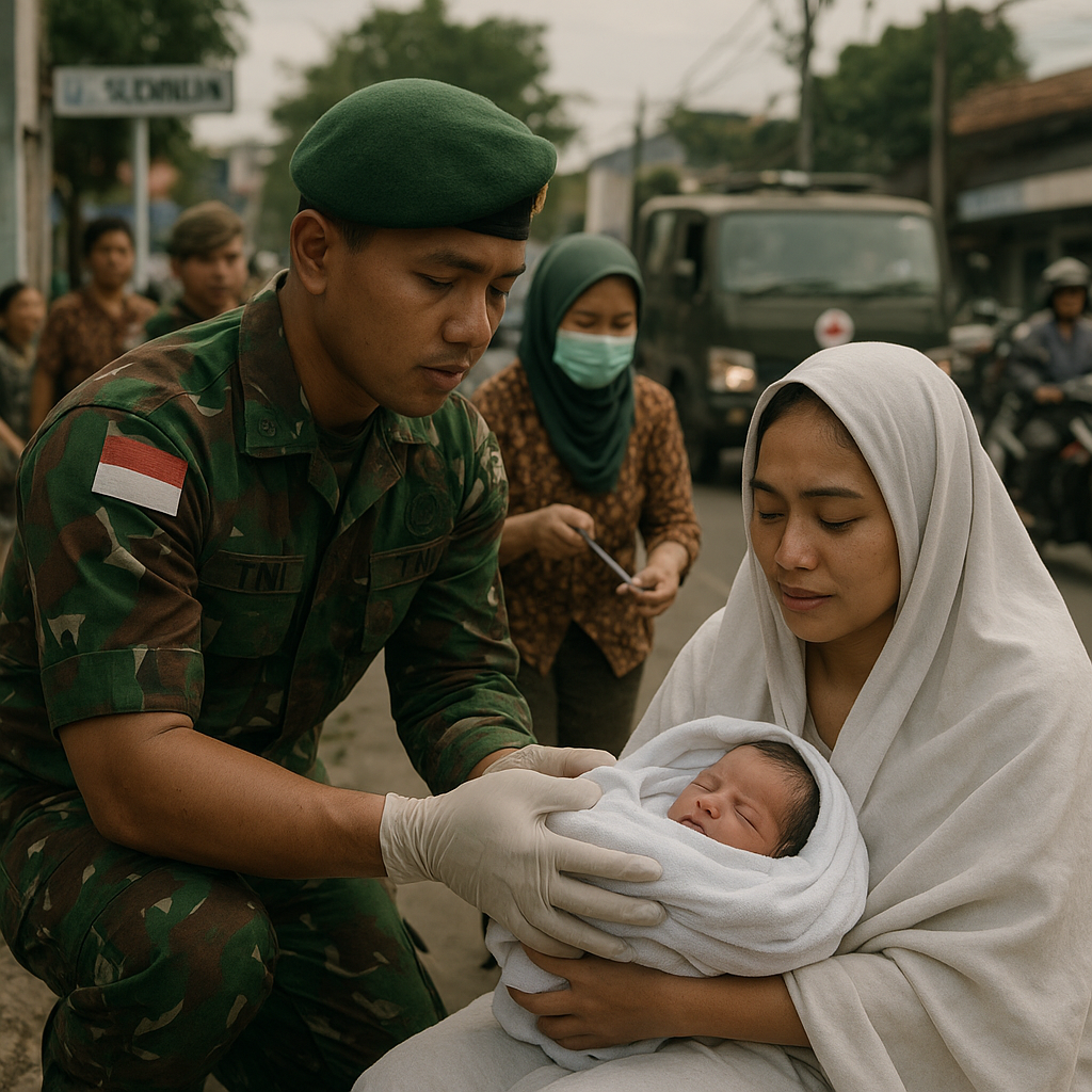 Prajurit TNI Bantu Persalinan Ibu Hamil di Pinggir Jalan, Bayi Selamat