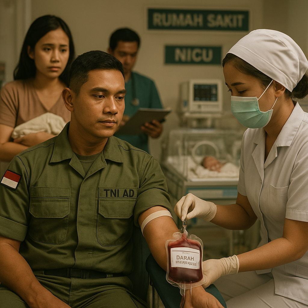 Prajurit TNI AD Jadi Donor Darah Rutin untuk Bayi yang Membutuhkan Transfusi